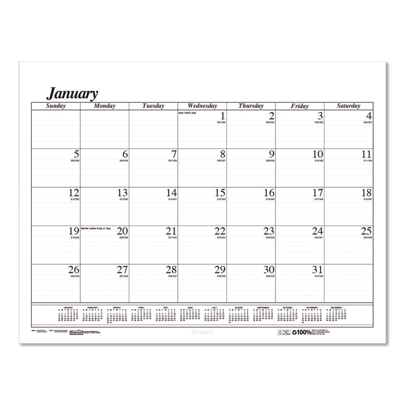 House of Doolittle™ Recycled Economy Monthly Desk Pad Calendar, 22 x 17, White/Black Sheets, 12-Month (Jan to Dec): 2025 (HOD12625) Each