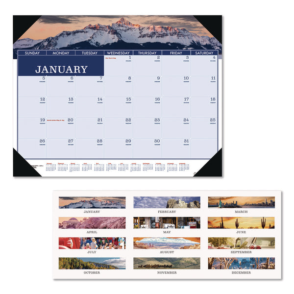 House of Doolittle™ Recycled Americana Desk Pad Calendar, Americana Photography, 22 x 17, Blue Sheets, Black Corners, 12-Month (Jan to Dec): 2025 (HOD14125) Each