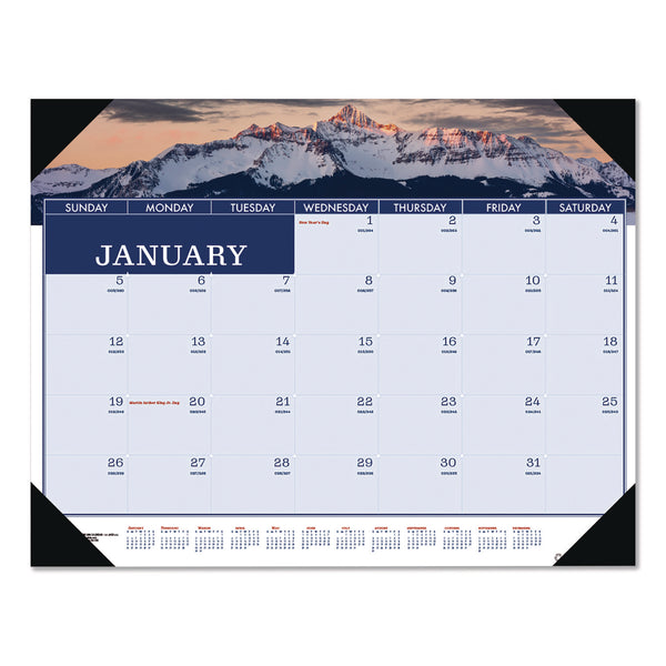 House of Doolittle™ Recycled Americana Desk Pad Calendar, Americana Photography, 22 x 17, Blue Sheets, Black Corners, 12-Month (Jan to Dec): 2025 (HOD14125) Each