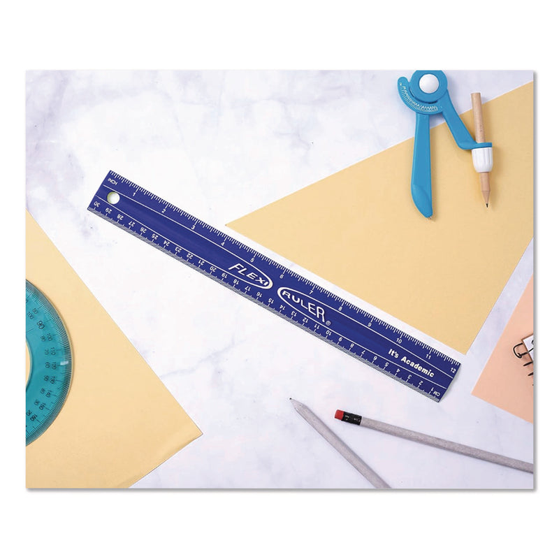 Bostitch® Lockermate Flexi Ruler, Standard/Metric, 12" Long, Blue (LCK01137BLUE) Each