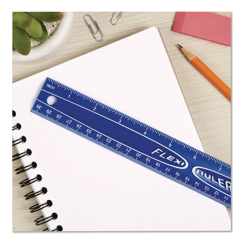 Bostitch® Lockermate Flexi Ruler, Standard/Metric, 12" Long, Blue (LCK01137BLUE) Each