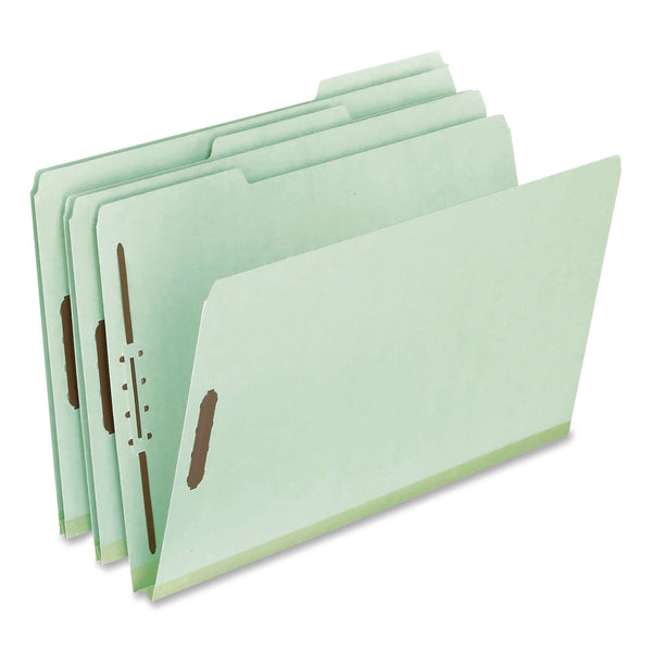 Pendaflex® Colored Pressboard Top Tab Fastener Folders, 1" Expansion, 2 Fasteners, Legal Size, Light Green Exterior, 25/Box (PFX17183) Box of 25