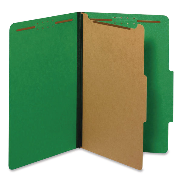 Pendaflex Colored Pressboard Top Tab Classification Folders, 1.75" Expansion, 1 Divider, 4 Fasteners, Legal Size, Dark Green, 10/Box (PFX28733P) Box of 10