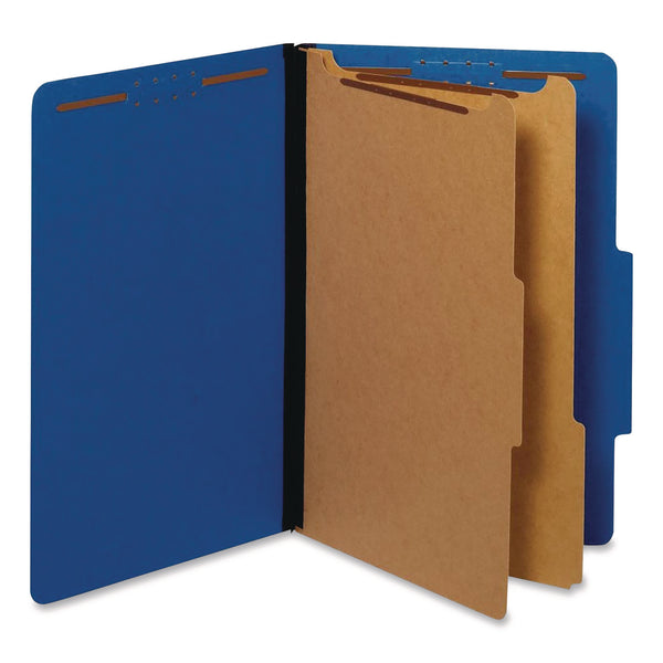 Pendaflex Colored Pressboard Top Tab Classification Folders, 2.5" Expansion, 2 Dividers, 6 Fasteners, Legal Size, Dark Blue, 10/Box (PFX29035P) Box of 10