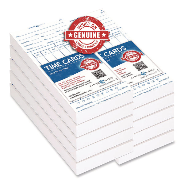 Pyramid Technologies Time Cards For 3800 Time Clock, 1,000/Carton (PTI380010MB) Case of 1000