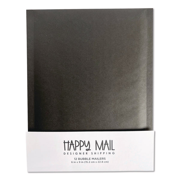 Happy Mail Self-Sealing Bubble Mailer, 6 x 9, Black, 12/Pack (WLB245153) Pack of 12
