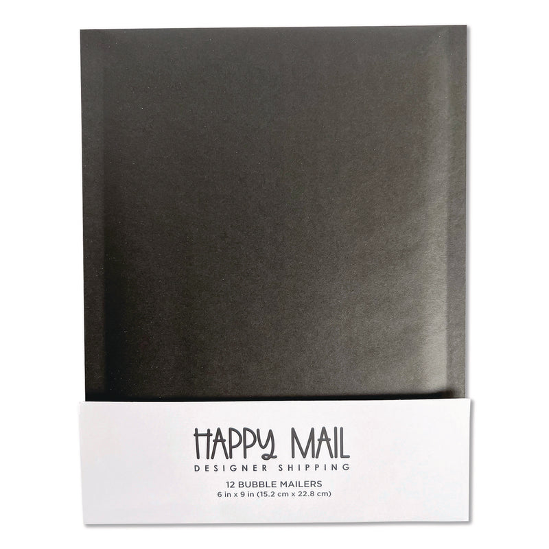 Happy Mail Self-Sealing Bubble Mailer, 6 x 9, Black, 12/Pack (WLB245153) Pack of 12