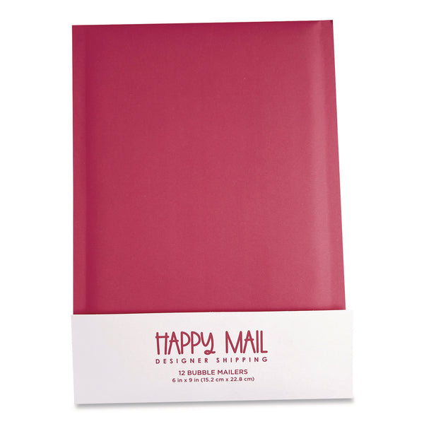 Happy Mail Self-Sealing Bubble Mailer, 6 x 9, Pink, 12/Pack (WLB245155) Pack of 12