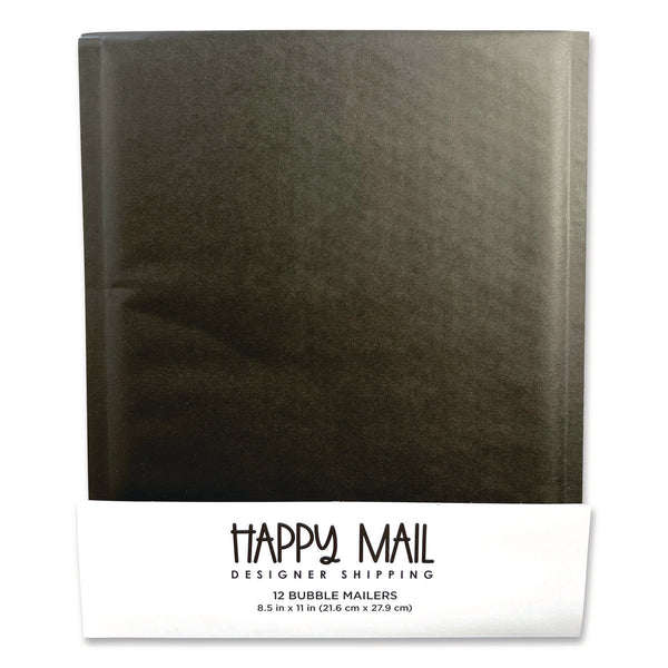 Happy Mail Self-Sealing Bubble Mailer, 8.5 x 11, Black, 12/Pack (WLB245156) Pack of 12