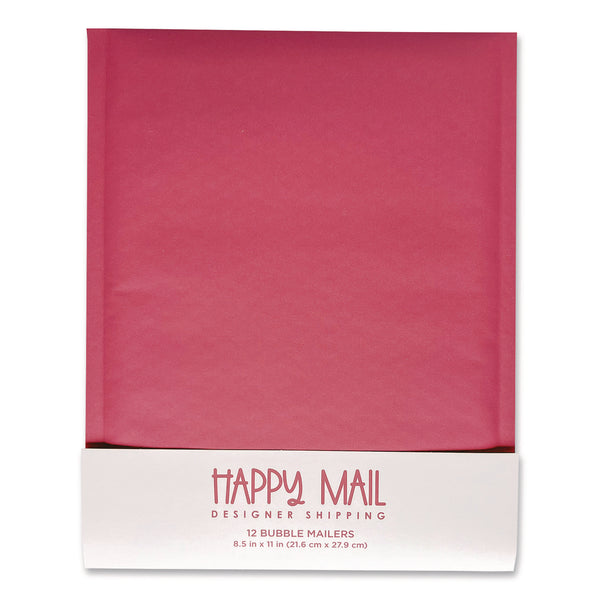 Happy Mail Self-Sealing Bubble Mailer, 8.5 x 11, Pink, 12/Pack (WLB245158) Pack of 12