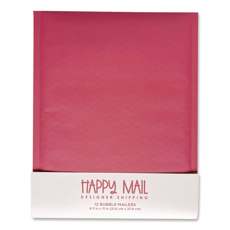 Happy Mail Self-Sealing Bubble Mailer, 8.5 x 11, Pink, 12/Pack (WLB245158) Pack of 12