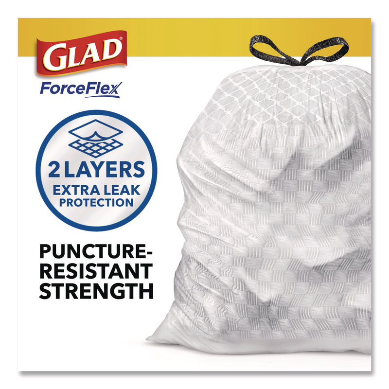 Glad ForceFlex Tall Kitchen Drawstring Trash Bags, Drawstring, 13 gal, Fresh Clean Scent, 10.19 x 9.81, Gray, 110/Roll, 3/Carton (CLO78563CT) Case of 3