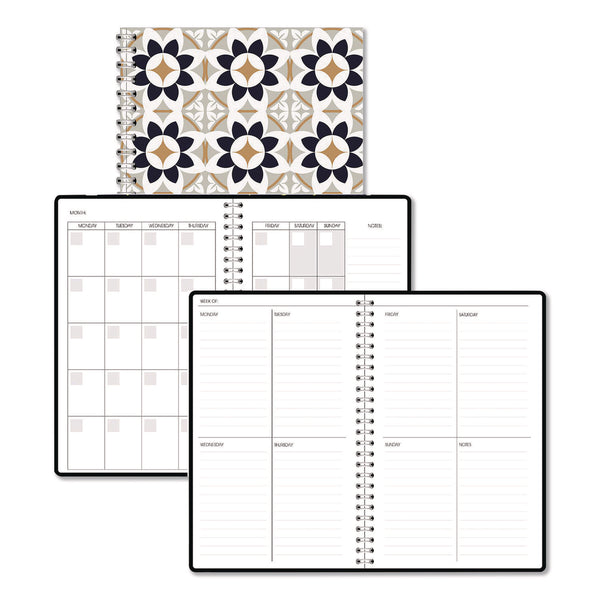 House of Doolittle™ Recycled Non-Dated Monthly/Weekly Planner, Flower Tiles, Tan/Black/White Cover, Undated (HOD212145) Each