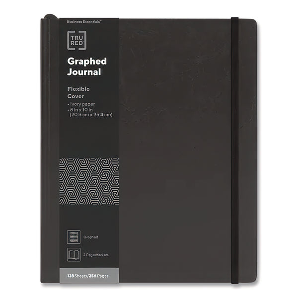 TRU RED Flexible-Cover Business Journal, Quadrille Rule, Black Cover, 8 x 10, 128 Sheets (TUD24377316) Each