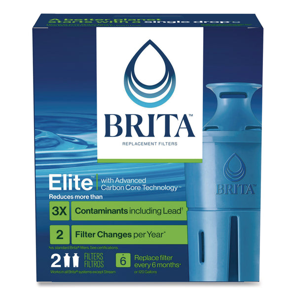 Brita Elite Replacement Water Filters for Pitcher and Dispensers, 2 Filters/Box, 12 Boxes/Carton (CLO36247CT) Case of 12