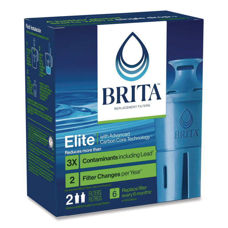 Brita Elite Replacement Water Filters for Pitcher and Dispensers, 2 Filters/Box, 12 Boxes/Carton (CLO36247CT) Case of 12