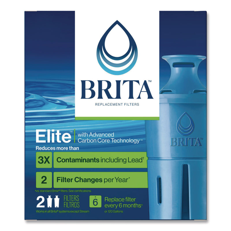 Brita Elite Replacement Water Filters for Pitcher and Dispensers, 2 Filters/Box, 12 Boxes/Carton (CLO36247CT) Case of 12