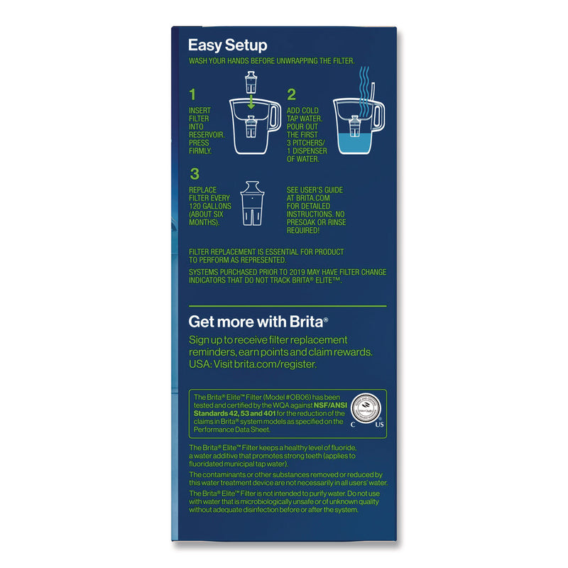 Brita Elite Replacement Water Filters for Pitcher and Dispensers, 2 Filters/Box, 12 Boxes/Carton (CLO36247CT) Case of 12