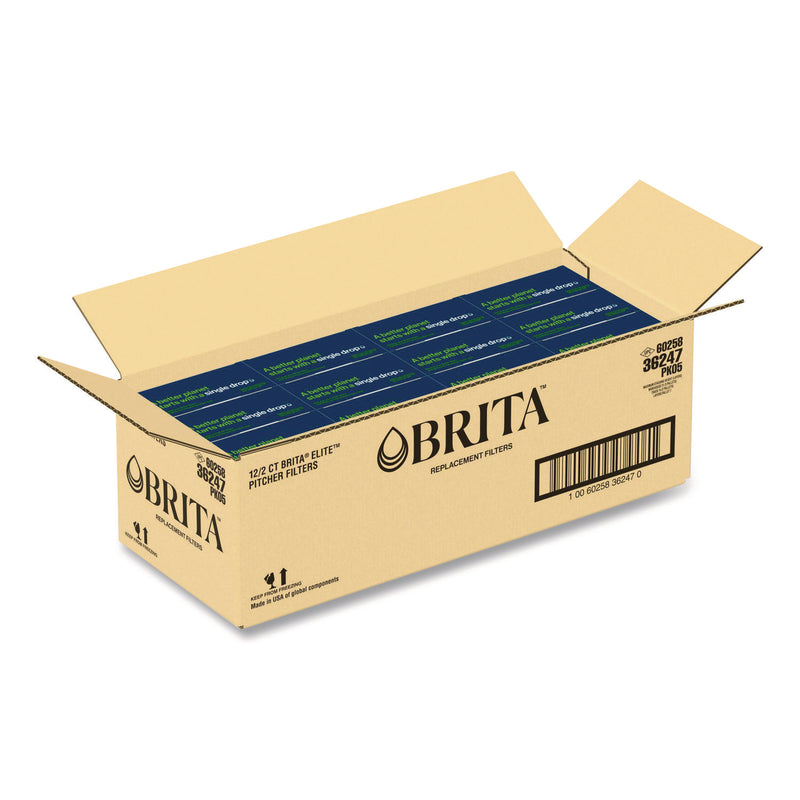 Brita Elite Replacement Water Filters for Pitcher and Dispensers, 2 Filters/Box, 12 Boxes/Carton (CLO36247CT) Case of 12