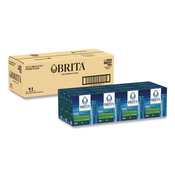 Brita Elite Replacement Water Filters for Pitcher and Dispensers, 2 Filters/Box, 12 Boxes/Carton (CLO36247CT) Case of 12