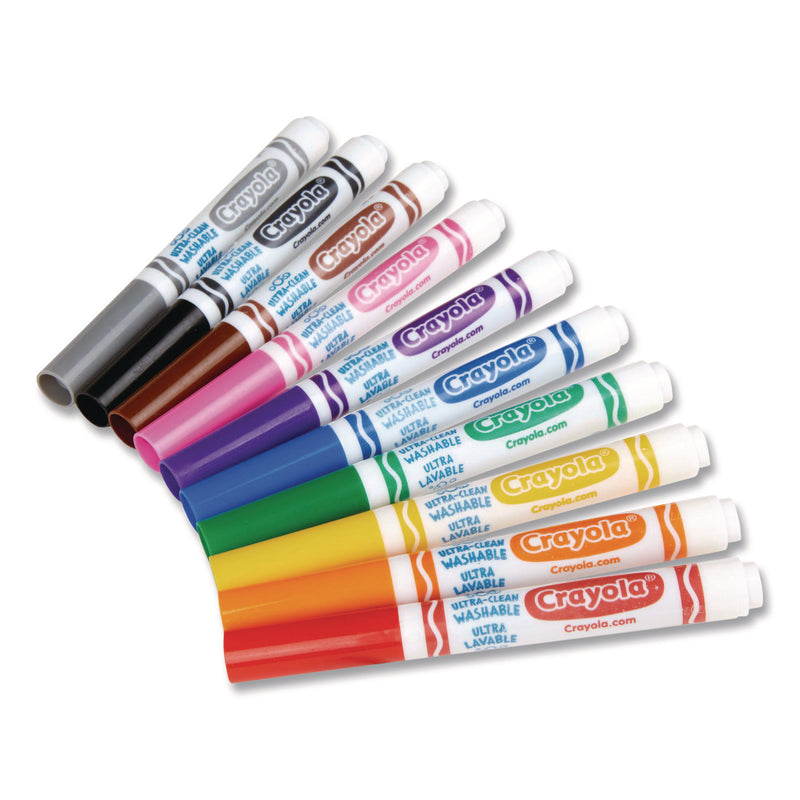 Crayola Ultra-Clean Washable Markers, Broad Bullet Tip, Assorted Colors, 10/Pack (CYO587851) Pack of 10
