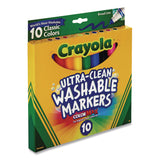 Crayola Ultra-Clean Washable Markers, Broad Bullet Tip, Assorted Colors, 10/Pack (CYO587851) Pack of 10
