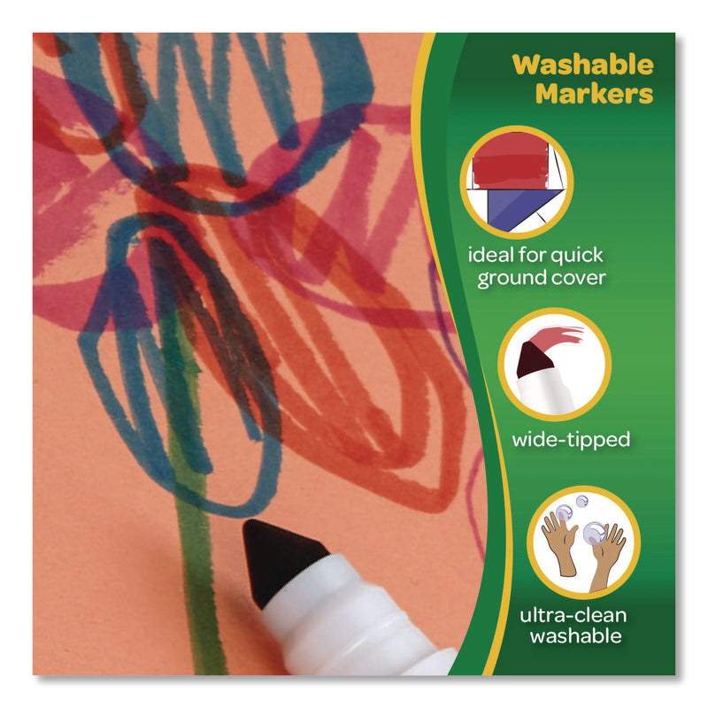 Crayola Ultra-Clean Washable Markers, Broad Bullet Tip, Assorted Colors, 10/Pack (CYO587851) Pack of 10