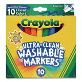 Crayola Ultra-Clean Washable Markers, Broad Bullet Tip, Assorted Colors, 10/Pack (CYO587851) Pack of 10