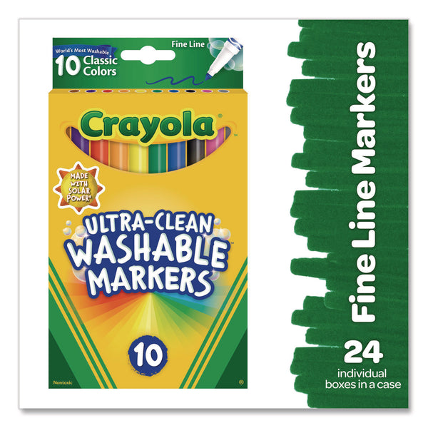 Crayola Ultra-Clean Washable Markers, Fine Line Precision Bullet Tip, Assorted Colors, 10/Box (CYO587852) Box of 10