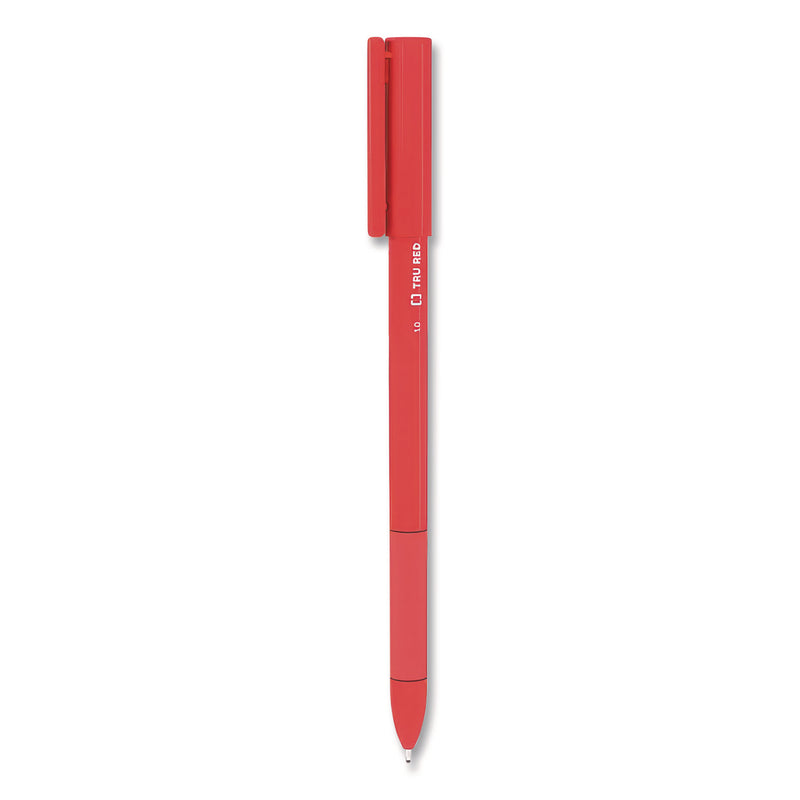 TRU RED Gripped Ballpoint Pen, Stick, Medium 1 mm, Red Ink, Red Barrel, Dozen (TUD24328151) 1 Dozen
