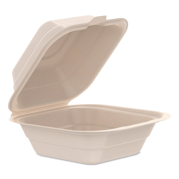 Compostable Molded Fiber Hinged Trays, ProPlanet Seal, 6.12 x 5.87 x 3.1, Natural, 500/Carton (DCC60FBRHT1) Case of 500