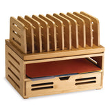 Bamboo Stackable Document Organizer with Drawer, 2 Sections, Letter Size Files, 14.09" x 10.08" x 7.7", Brown (OIC71005) Each