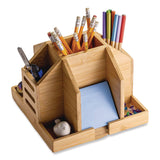 Officemate Bamboo Rotary Organizer, 9 Compartments, 8.85 x 8.82 x 7.4, Brown, Bamboo (OIC71007) Each