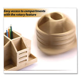 Officemate Bamboo Rotary Organizer, 9 Compartments, 8.85 x 8.82 x 7.4, Brown, Bamboo (OIC71007) Each
