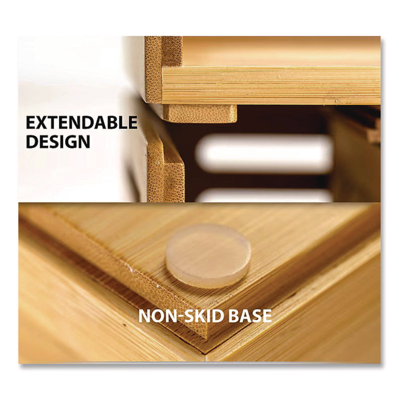 Officemate Bamboo Rotary Organizer, 9 Compartments, 8.85 x 8.82 x 7.4, Brown, Bamboo (OIC71007) Each