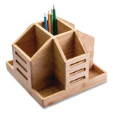 Officemate Bamboo Rotary Organizer, 9 Compartments, 8.85 x 8.82 x 7.4, Brown, Bamboo (OIC71007) Each