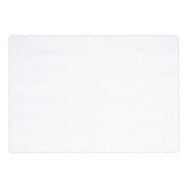 Solid Color Scalloped Edge Placemats, 9.63 x 13.5, White, 1,000/Carton (HFM310477) Case of 1000