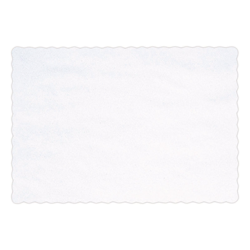 Solid Color Scalloped Edge Placemats, 9.63 x 13.5, White, 1,000/Carton (HFM310477) Case of 1000