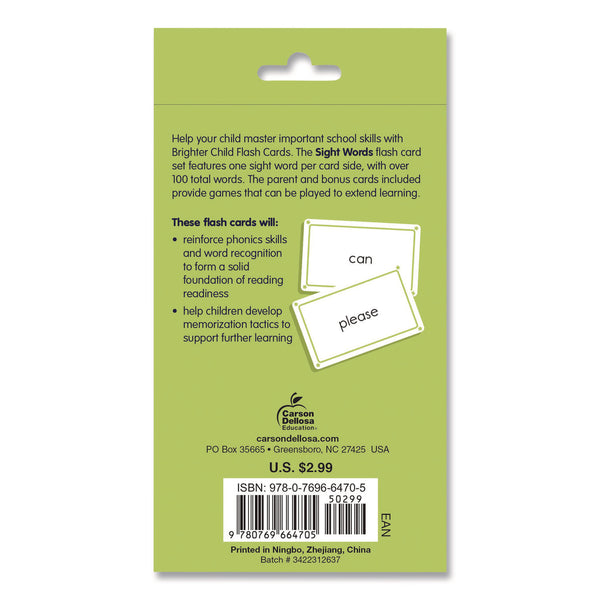 Carson-Dellosa Education Sight Words Flash Cards, 3.25 x 5.25, Assorted Colors, 54 Cards (CDP0769664709) Each