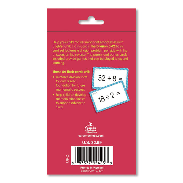 Carson-Dellosa Education Division 0 to 12 Flash Cards, 3.25 x 5.25, Assorted Colors, 54 Cards (CDP0769677231) Each
