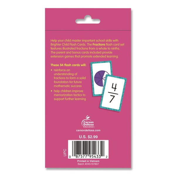 Carson-Dellosa Education Fractions Flash Cards, 3.25 x 5.25, Assorted Colors, 54 Cards (CDP0769677339) Each