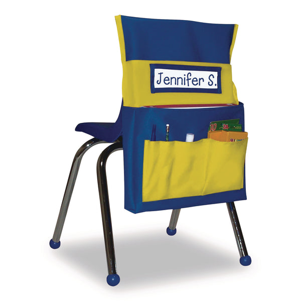 Carson-Dellosa Education Chairback Buddy for Student Chairs with a Back Width Up to 15", Medium, 15 x 1.5 x 19, Fabric, Blue/Yellow (CDP158036) Each