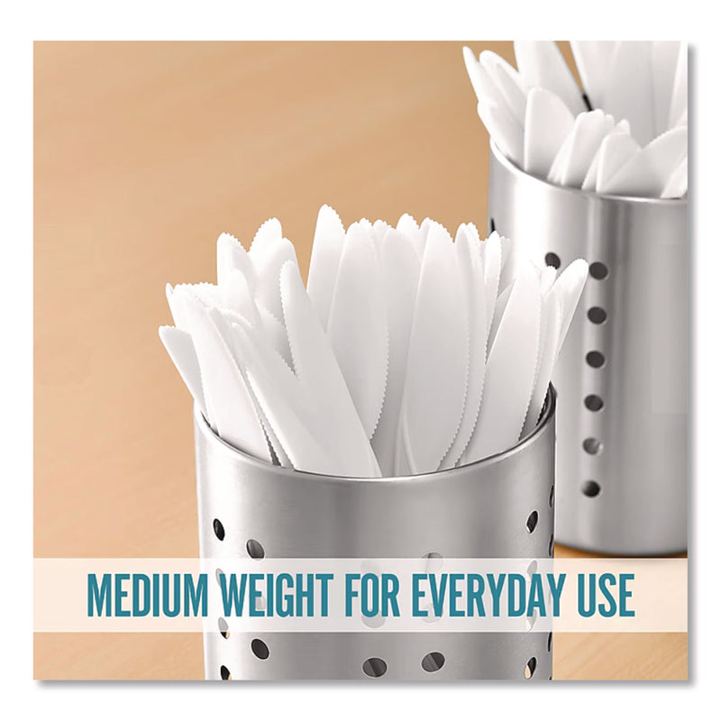 Perk Mediumweight Plastic Cutlery, Knife, White, 1,000/Pack (PRK24390988) Pack of 1000