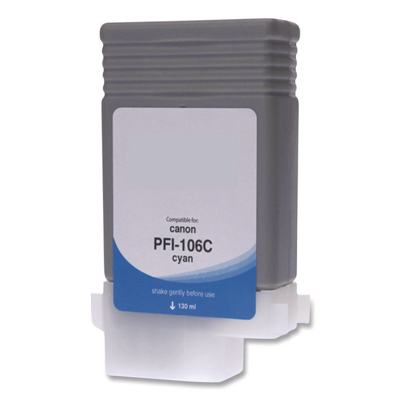 Compatible Cyan Ink, Replacement for PFI-106 (6622B001AA), 130 mL (CTGWCPFI106C) Each