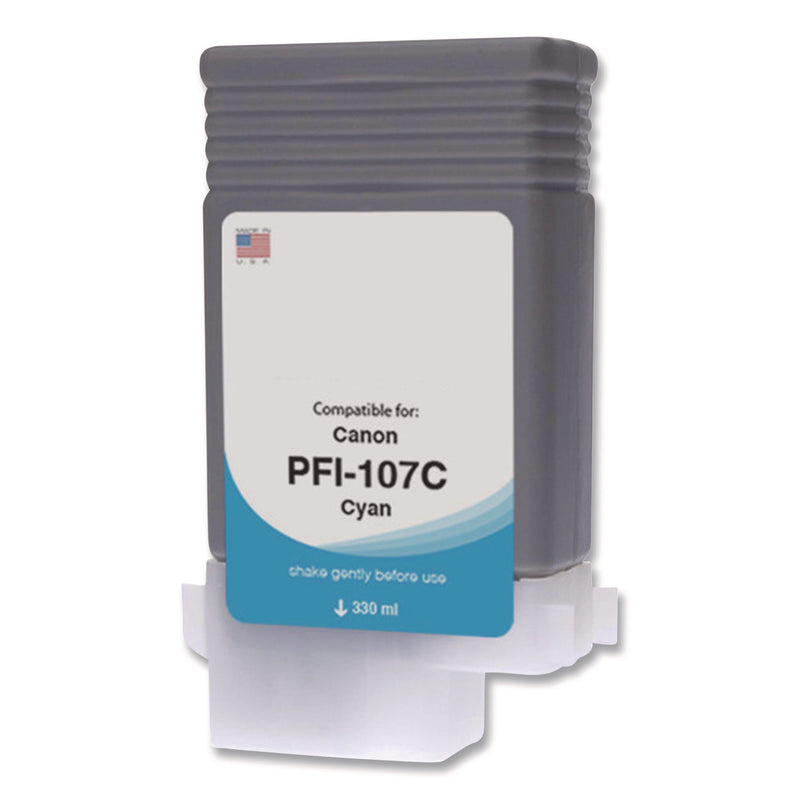 Compatible Cyan Ink, Replacement for PFI-107 (6706B001AA), 130 mL (CTGWCPFI107C) Each