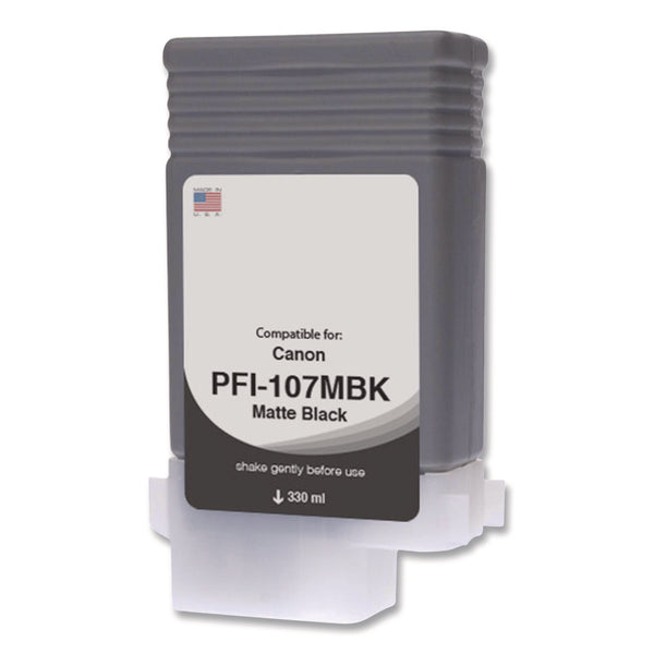 Compatible Matte Black Ink, Replacement for PFI-107 (6704B001AA), 130 mL (CTGWCPFI107MB) Each