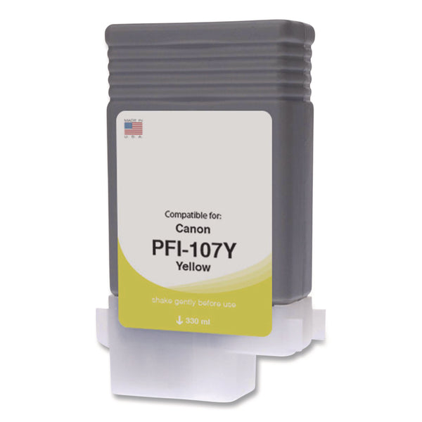 Compatible Yellow Ink, Replacement for PFI-107 (6708B001AA), 130 mL (CTGWCPFI107Y) Each