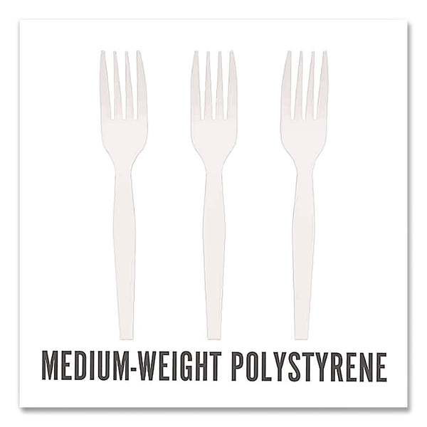 Perk Mediumweight Plastic Cutlery, Fork, White, 1,000/Pack (PRK24390989) Pack of 1000