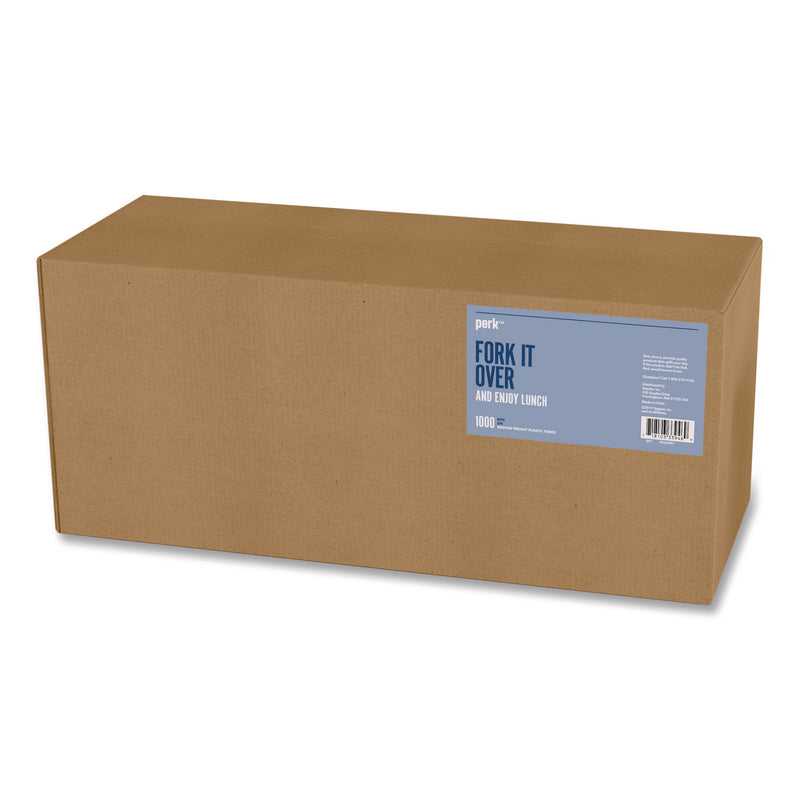 Perk Mediumweight Plastic Cutlery, Fork, White, 1,000/Pack (PRK24390989) Pack of 1000