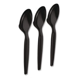 Perk Heavyweight Plastic Cutlery, Teaspoon, Black, 100/Pack (PRK24390993) Pack of 100
